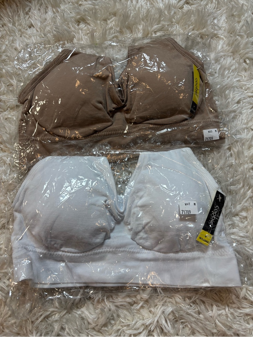 Coobie Seamless Padded Bralettes White & Nude Bundle of 2-New Medium